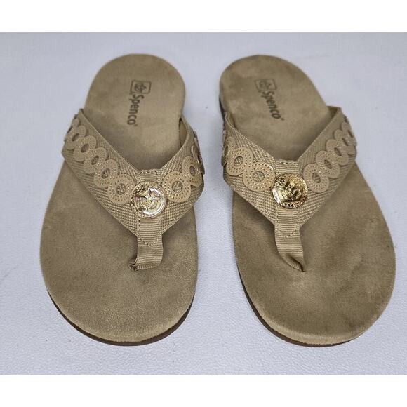 Spenco Sandals Womens 8.5 D Tierra Flip Flops Thong Slip On Tan Comfort Shoes - Picture 2 of 9